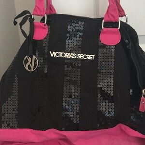 Victoria's Secret Black and Pink Sequin Tote
